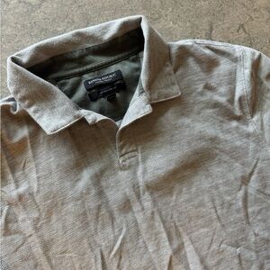Banana Republic Herringbone Gray Polo Shirt Medium Luxe